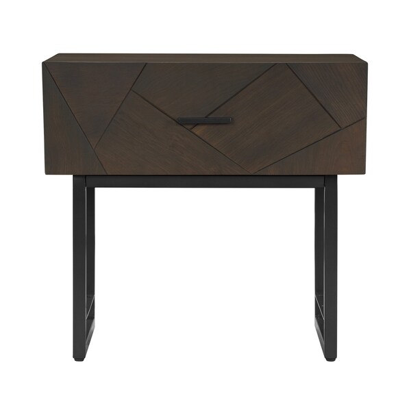 Armen Living Marquis 1 Drawer Oak Wood Nightstand with Black Metal Legs LCMULAGR - main